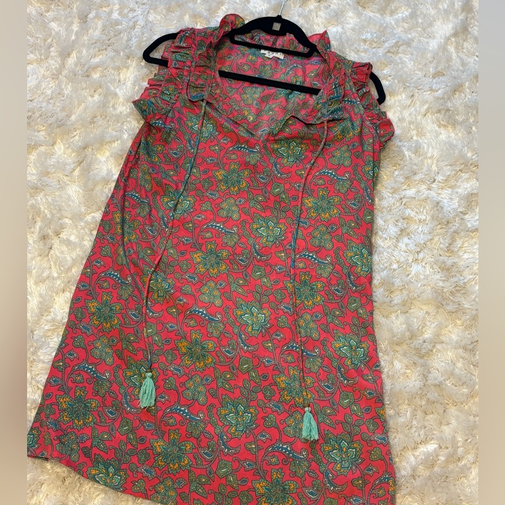 Elegant Floral Women's Blouse in Red and Green